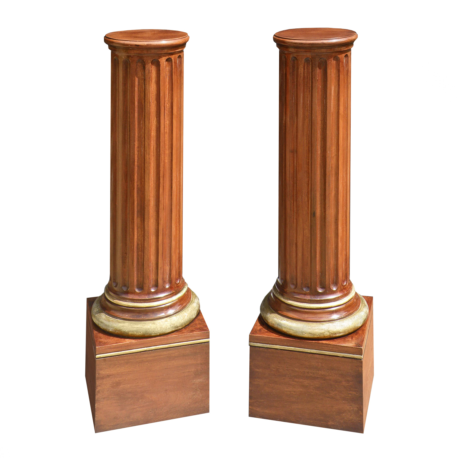 Pair of parcel gilt mahogany pedestals. Made to order by Perceval Designs