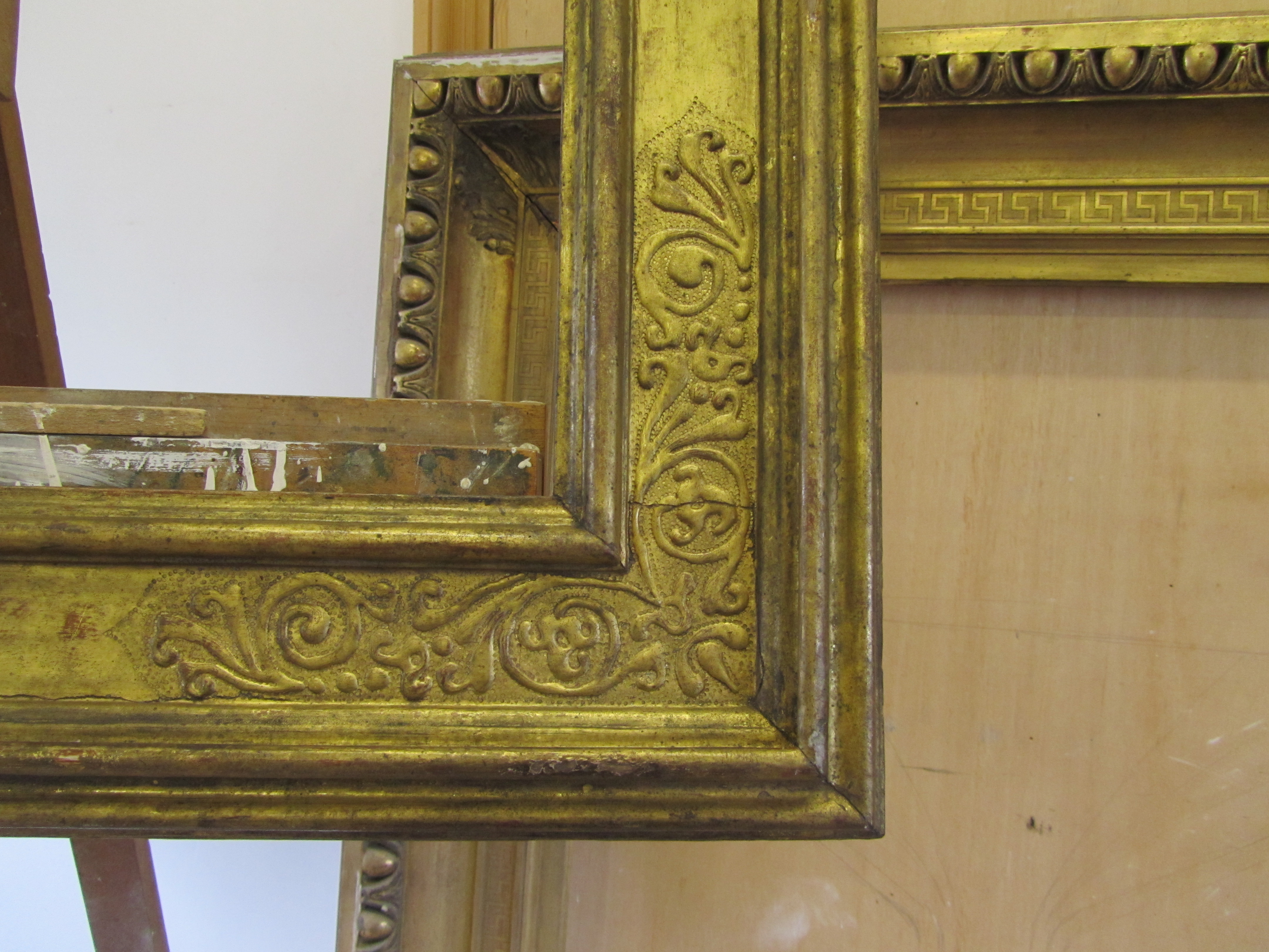 Reproduction 16th century Italian cassetta frame with pastiglia ornament.