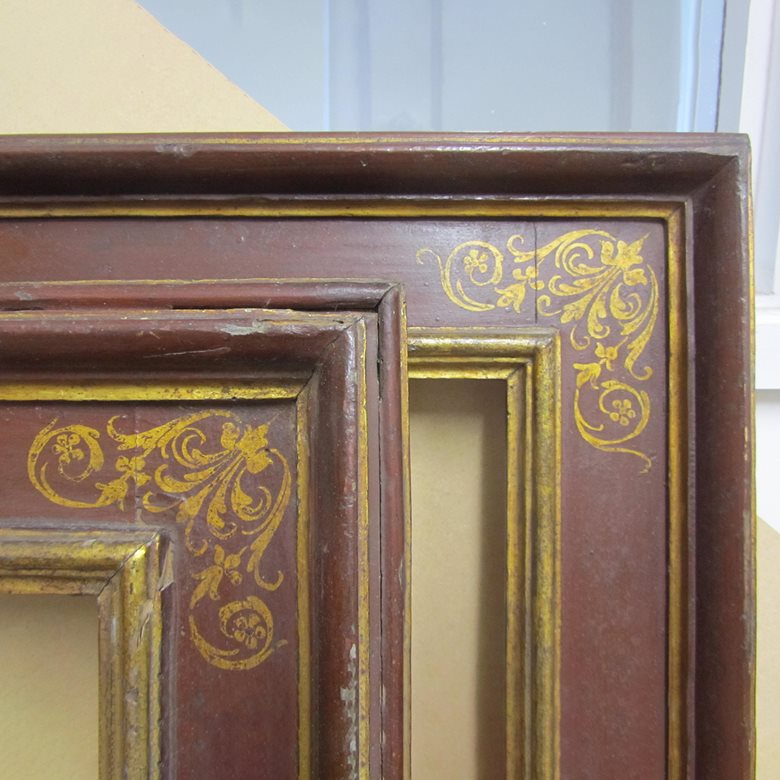 Reproduction Italian 17th century frame with corner & centre arabesques