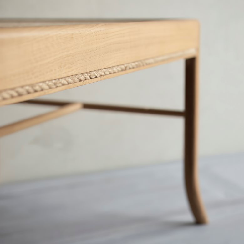 Lavenham coffee table - hessian and oak. Made to order by Perceval Designs