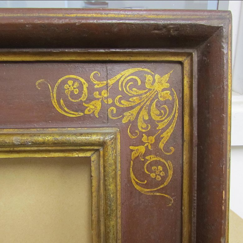 Reproduction Italian 17th century frame with corner & centre arabesques