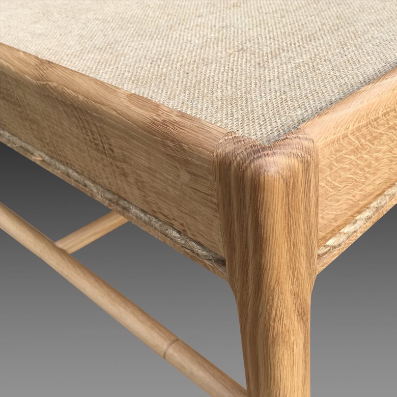 Lavenham coffee table - hessian and oak. Made to order by Perceval Designs